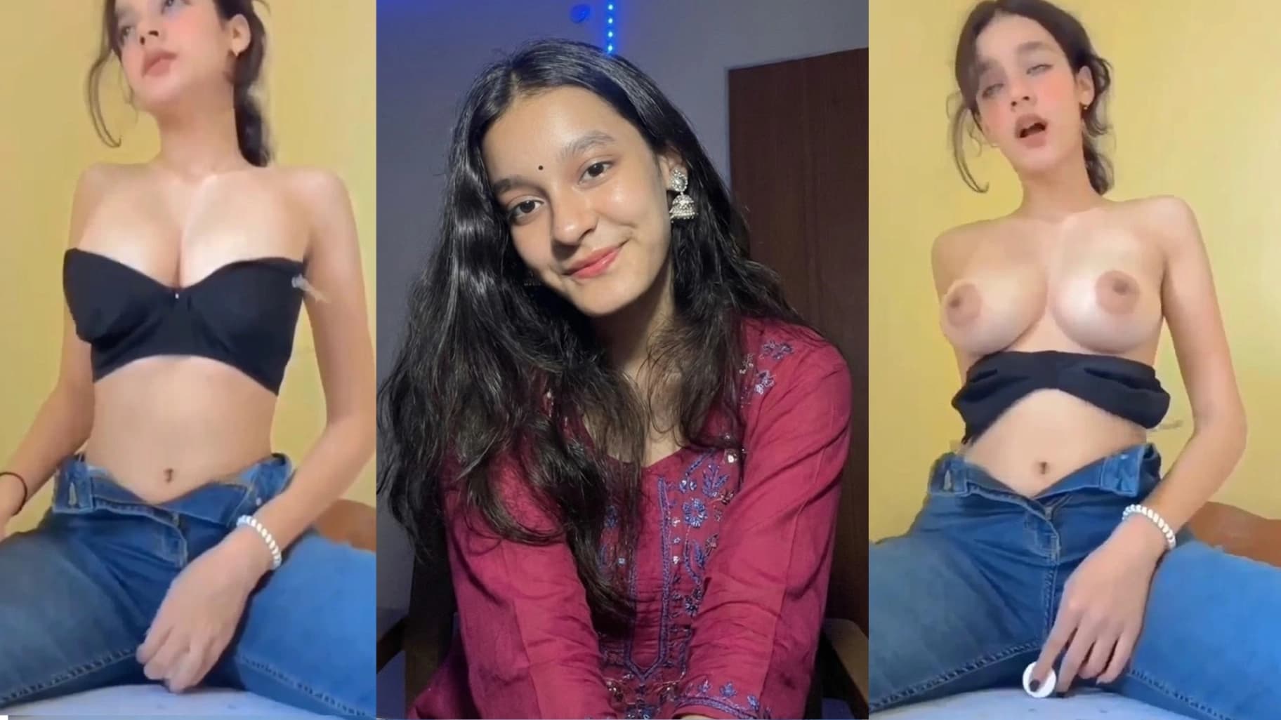 Subhashree fully nude, Pressing her big boobs and fucking her wet pussy with a perfume bottle - Video 1