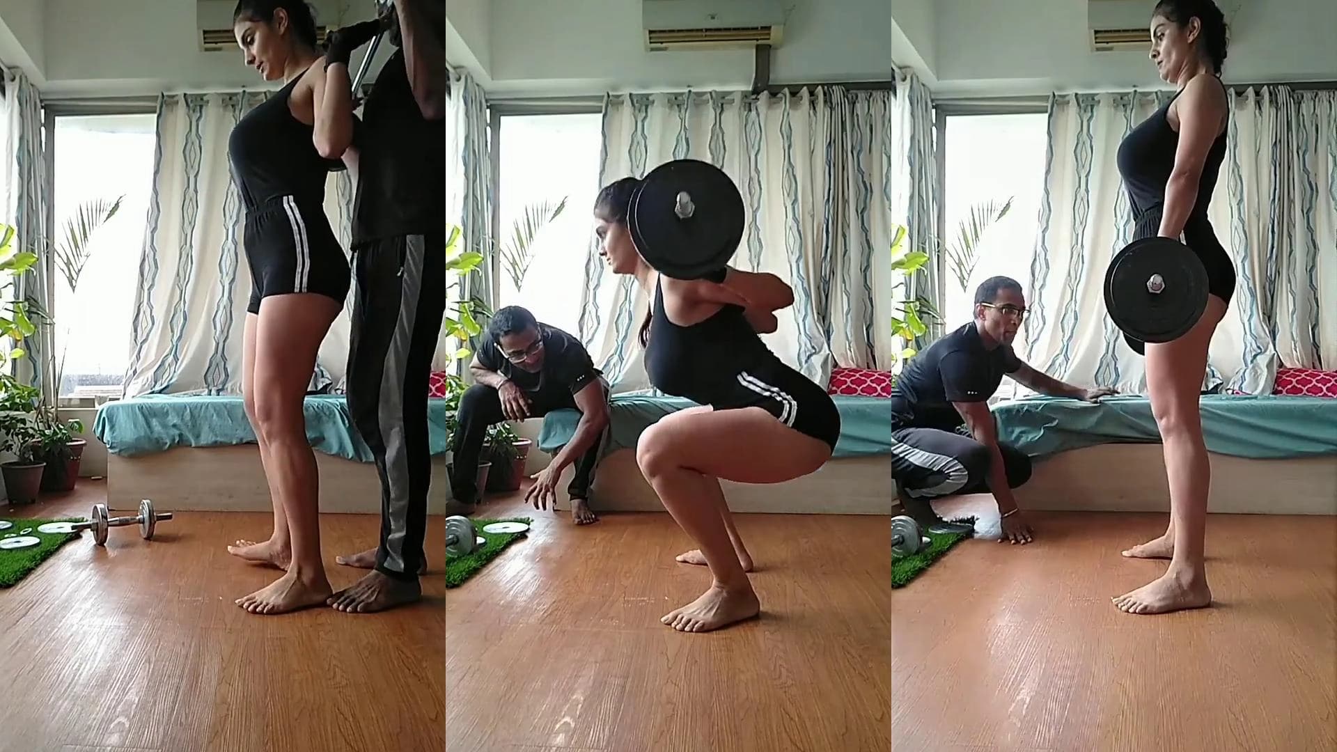 Influencer Anveshi Jain gets boobs massage, huge oops moment & live workout - Video 1